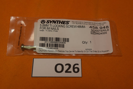 Synthes 458.948 Titanium Locking Screw 5 x 48mm -NEW