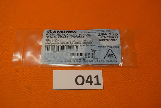 Synthes 294.775 Self-Drilling Schanz Screw 4.0 x 80mm -NEW