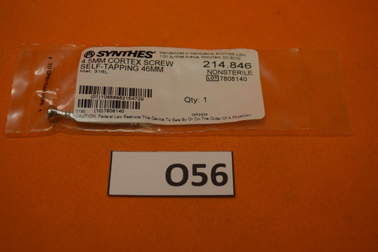 Synthes 214.846 Cortex Screw 4.5 x 46mm -NEW