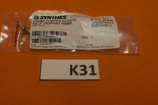 Synthes 214.848 Cortex Screw 4.5 x 48mm -NEW