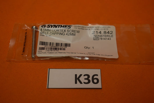 Synthes 214.842 Cortex Screw 4.5 x 42mm -NEW