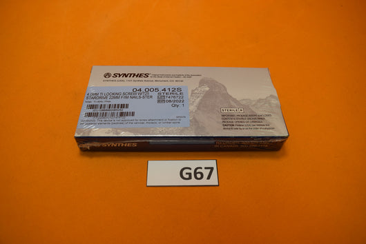 Synthes 04.005.412S Stardrive Locking Screw 4 x 22mm -NEW
