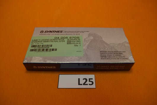 Synthes 04.005.570S T25 Stardrive Locking Screw 5 x 80mm -NEW