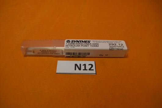 Synthes 292.12 Qty 10: 1.25mm Kirschner Wire -NEW