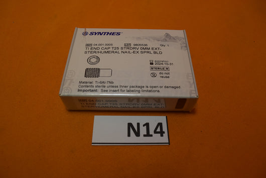 Synthes 04.001.000S Titanium End Cap T25 Stardrive 0mm -NEW