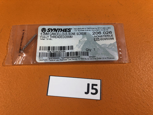 SYNTHES 206.026  4.0MM CANCELLOUS BONE SCREW