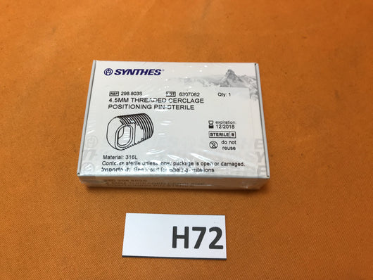 Synthes 298.803S 4.5mm Threaded Cerclage Positioning Pin -NEW
