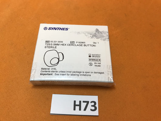 Synthes 02.221.003S 3.5mmm T25 Hex Cerclage Button -NEW