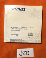 SYNTHES 498.800.01S  1.0MM TI CABLE WITH CRIMP 750MM -NEW