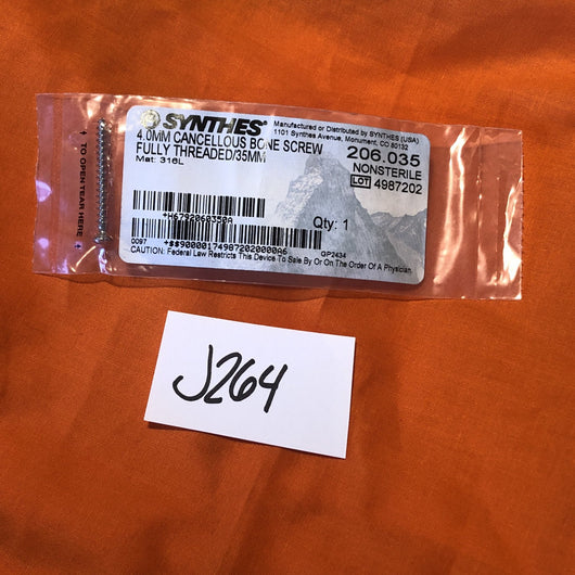 SYNTHES 206.035  4.0MM CANCELLOUS BONE SCREW -NEW