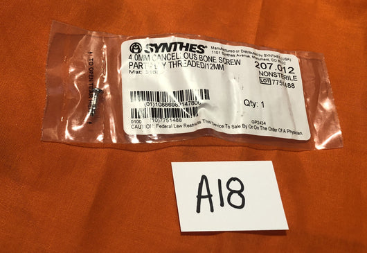 SYNTHES 207.012  4.0MM CANCELLOUS BONE SCREW