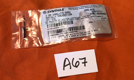 SYNTHES 205.012  3.5MM CANNULATED SCREW-NEW