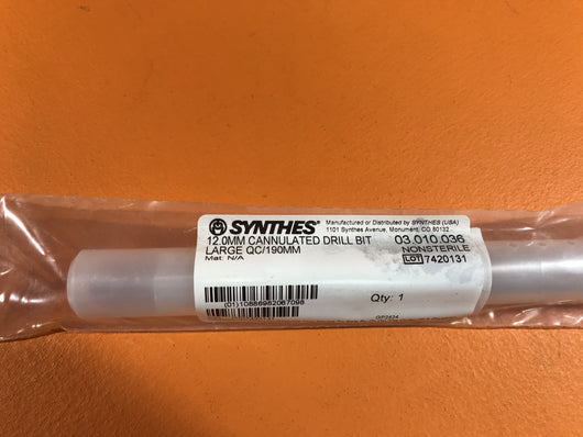 SYNTHES 03.010.036  12.0MM CANNULATED DRILL BIT LARGE -NEW